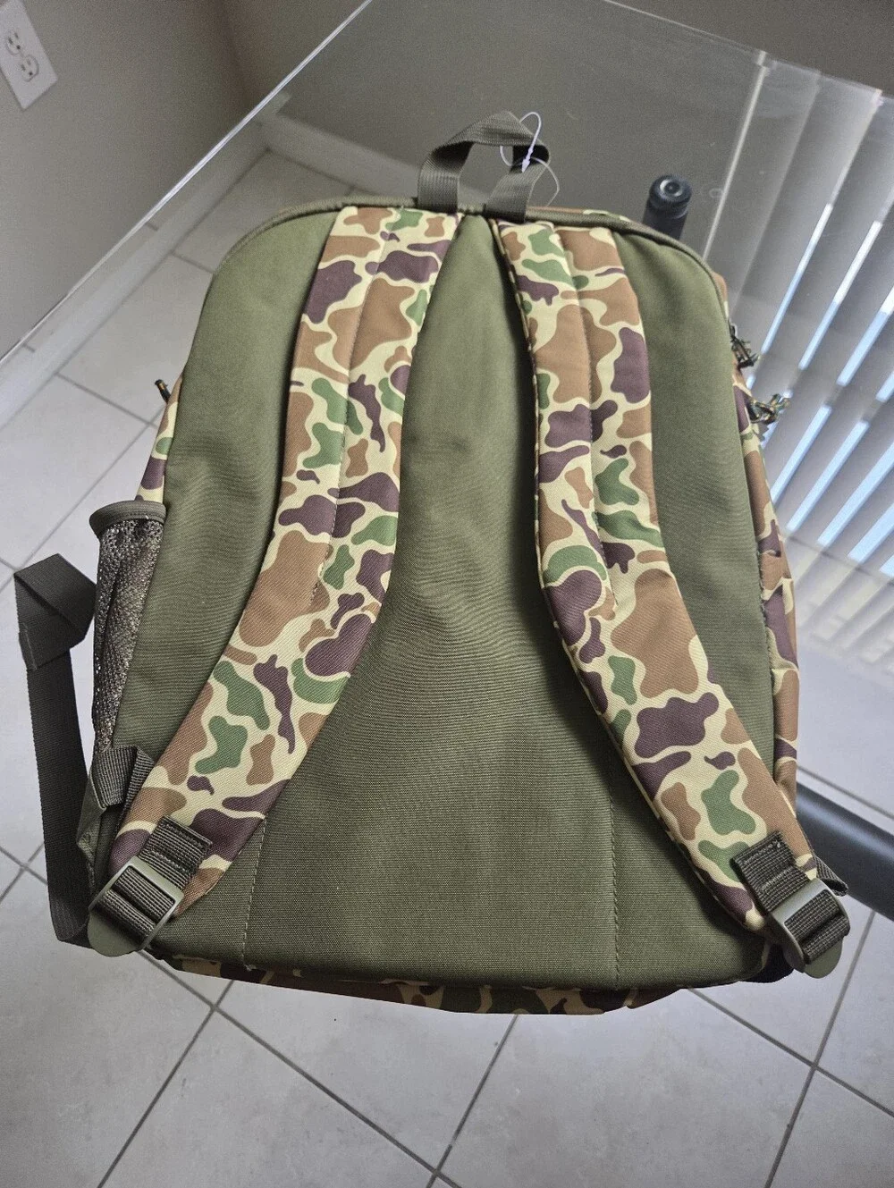 MAD Engine Camouflage Backpack with Olive Front and Yellow Zipper